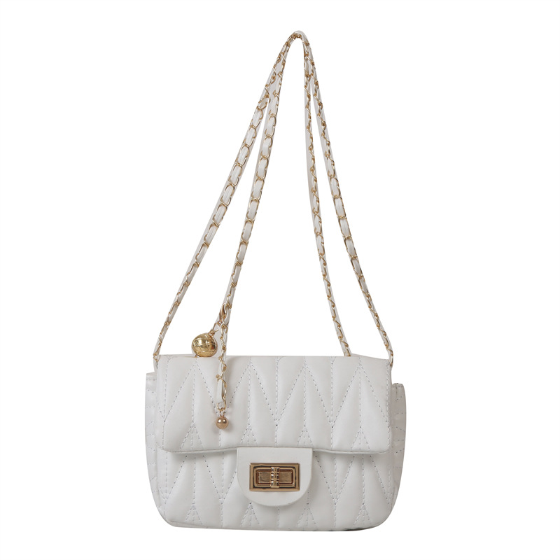 Chain Crossbody Quilted - Bolso cruzado acolchado de PU para