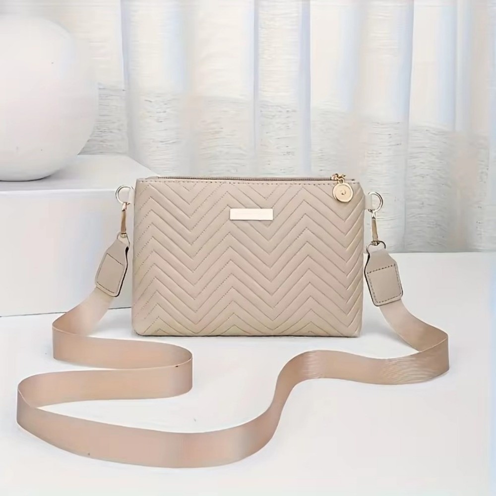 Chain Crossbody Quilted - Bolso bandolera minimalista acolchado con cadena,