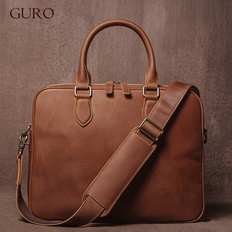 Luxury Bags Tote - GURO-maletín de piel de vaca Crazy