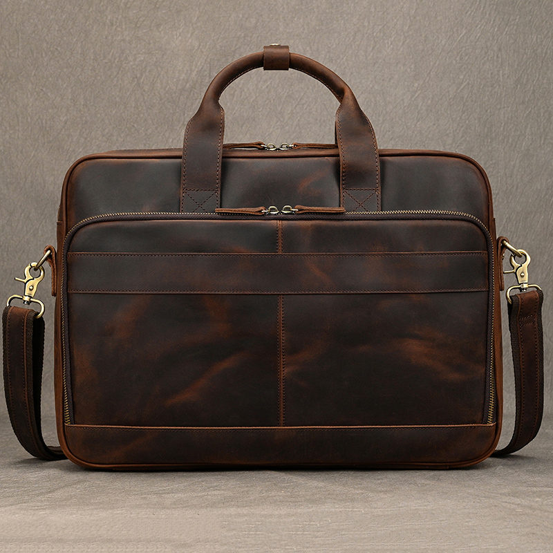 Maletín de cuero genuino Crazy - Laptop Bag Leather 15 reseña y precio