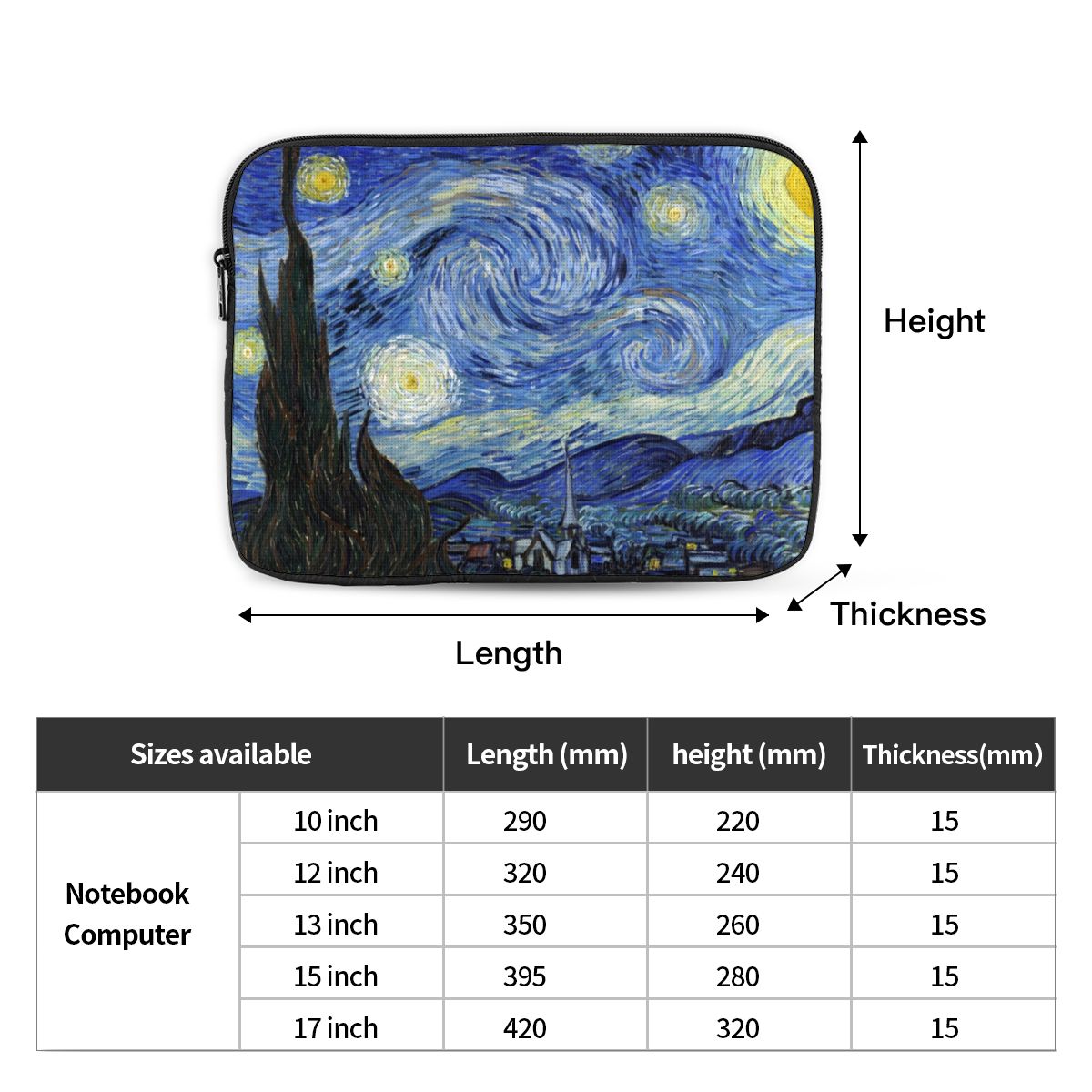 Van Gogh-funda para portátil,  - Luxury Bags Laptop reseña y precio